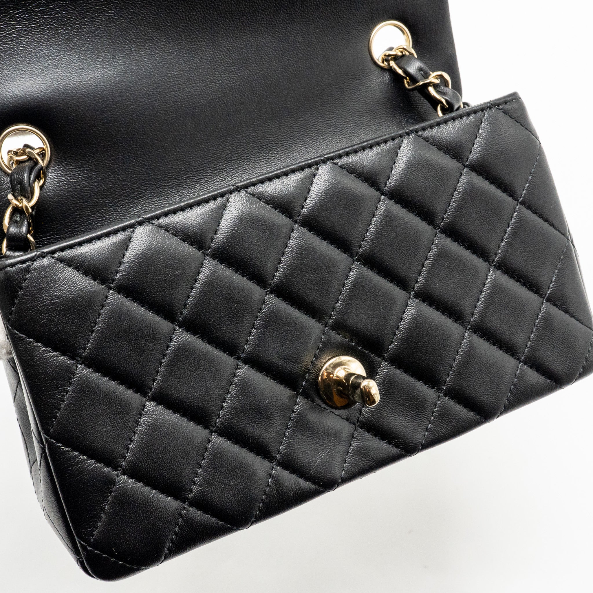 CHANEL MINIRECTANGULAR FLAP BAG LAMBSKIN BLACK LGHW (MICROCHIP)
