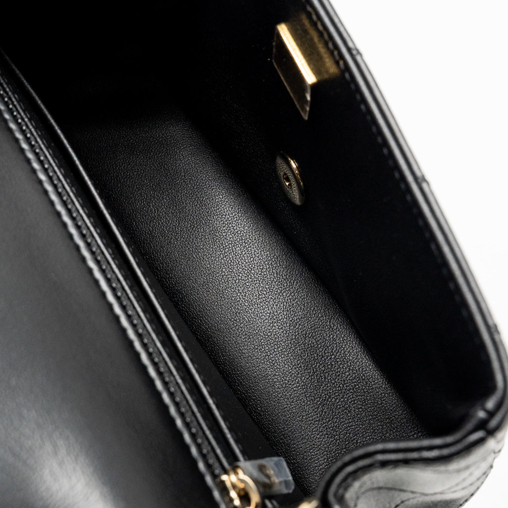 CHANEL MINIRECTANGULAR FLAP BAG LAMBSKIN BLACK LGHW (MICROCHIP)