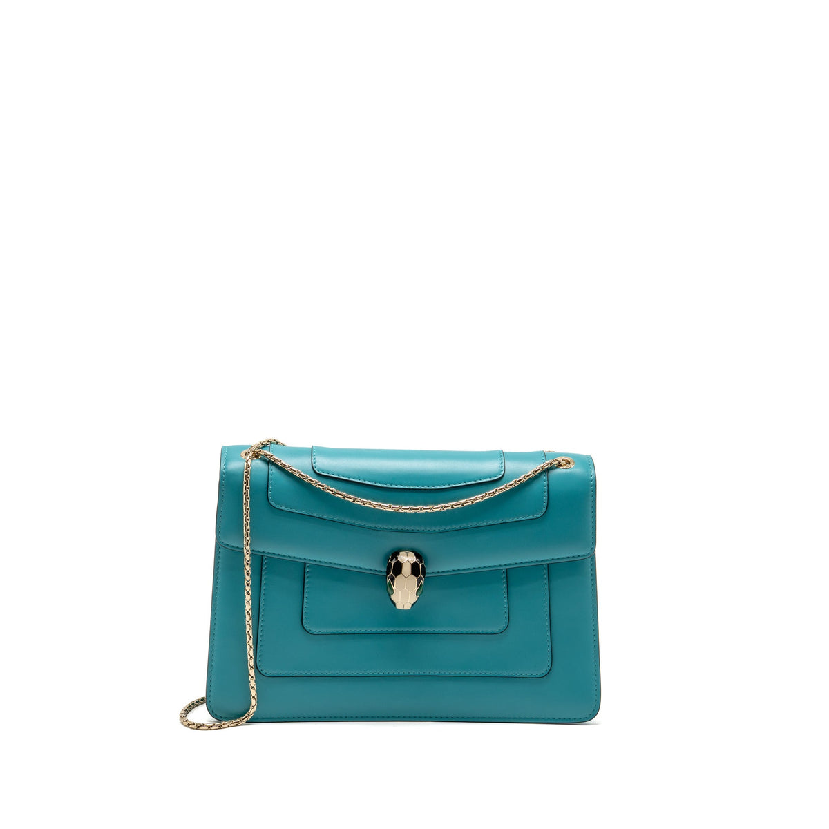 Bvlgari Serpenti Forever Shoulder Bag Calfskin Turquoise LGHW