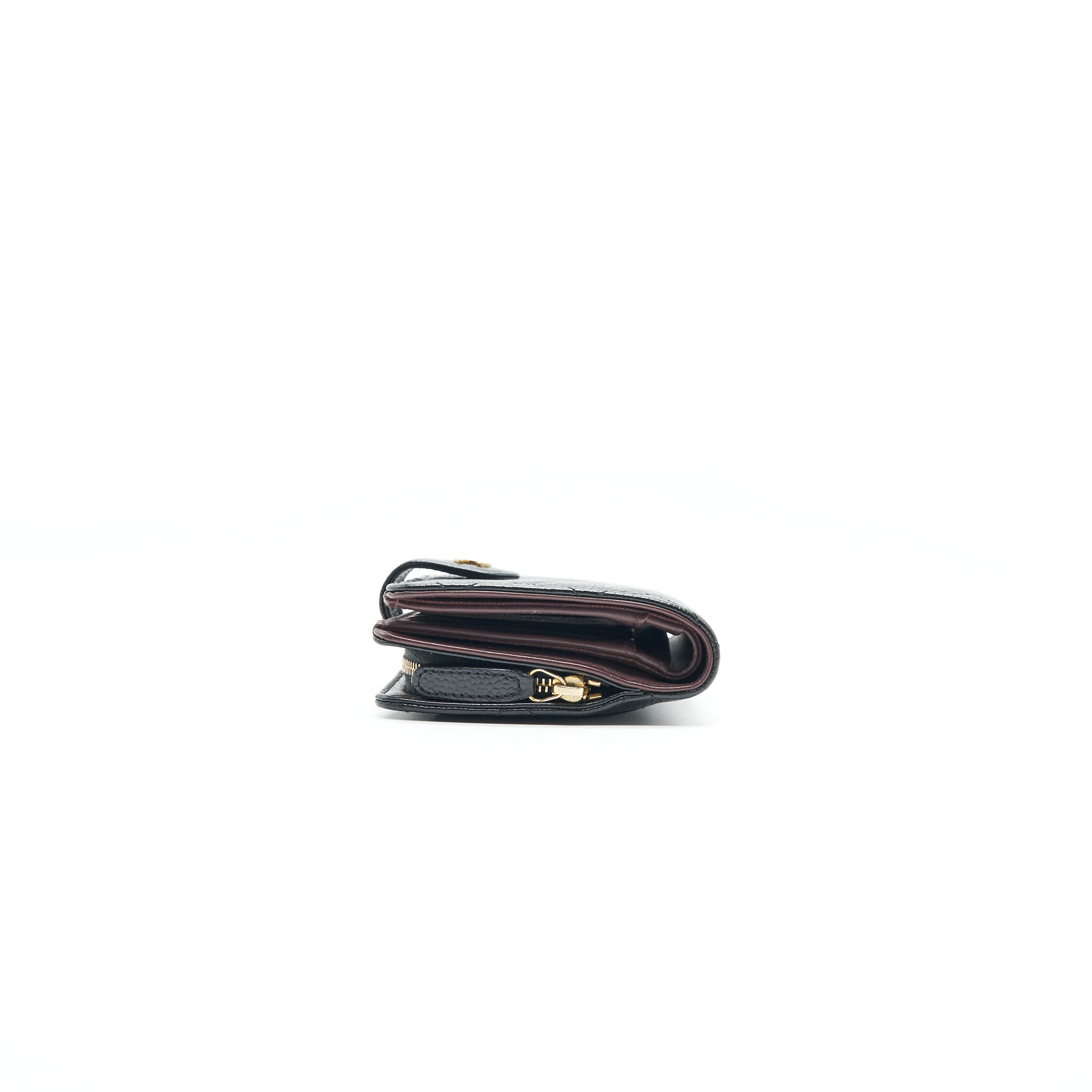 CHANEL QUILTED CC BIFOLD CAVIAR WALLET BLACK GHW