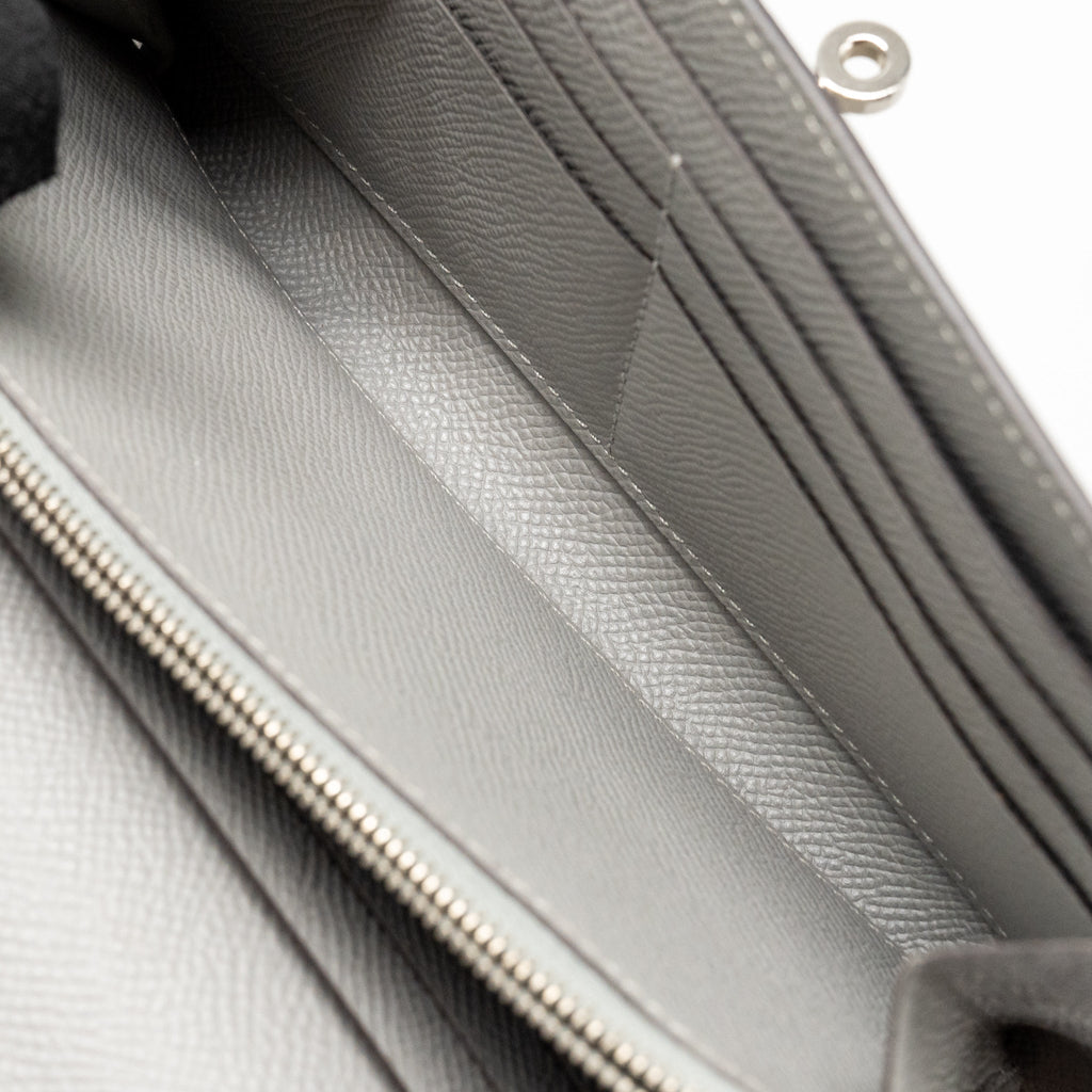 HERMES KELLY CLASSIC LONG WALLET EPSOM GREY SHW