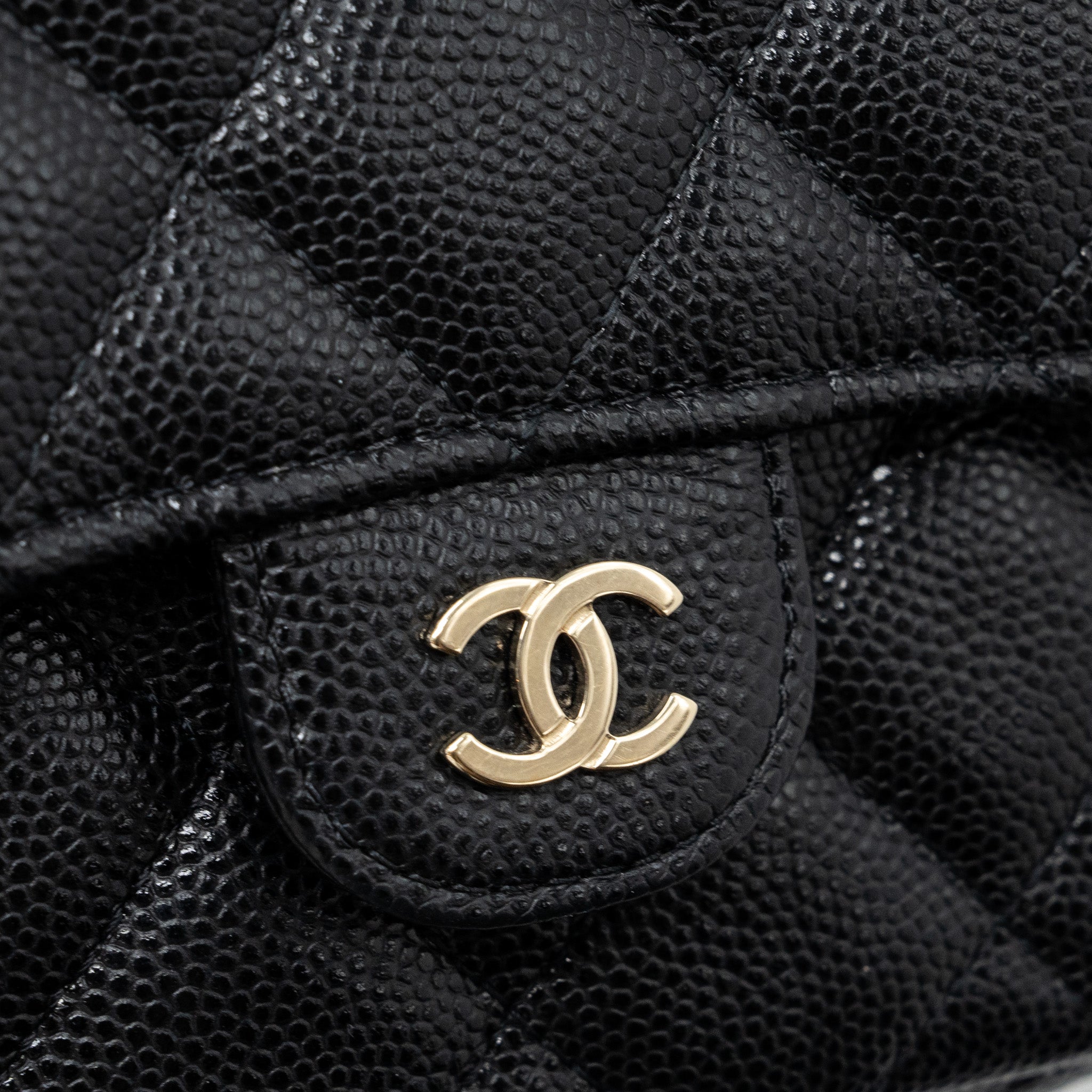 CHANEL DOUBLE POCKET WALLET ON CHAIN CAVIAR BLACK LGHW (MICROCHIP)