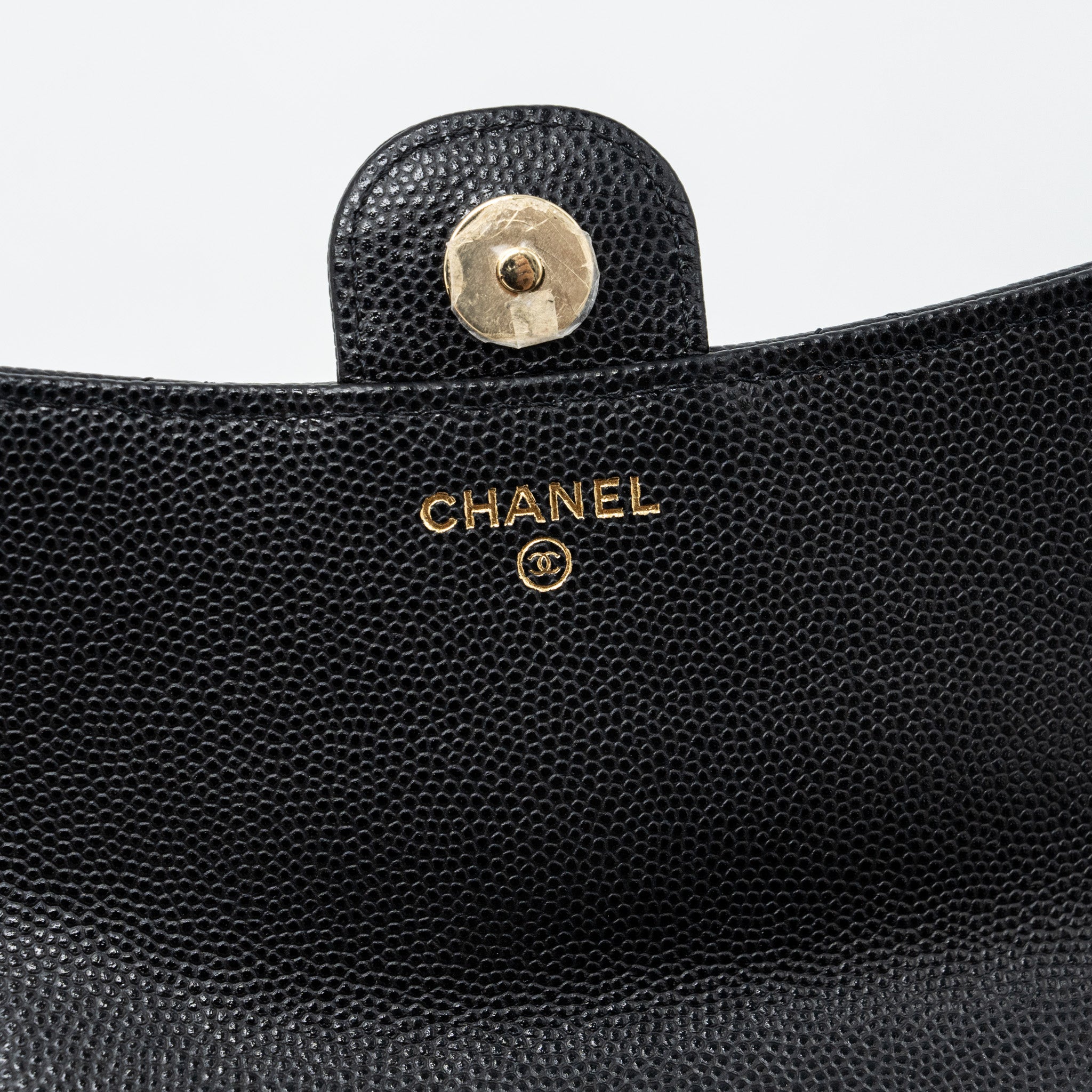 CHANEL DOUBLE POCKET WALLET ON CHAIN CAVIAR BLACK LGHW (MICROCHIP)