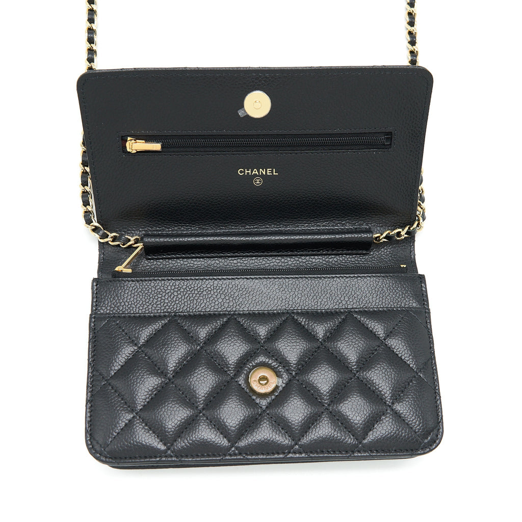 CHANEL CLASS WALLET ON CHAIN CAVIAR BLACK GHW (MICROCHIP)