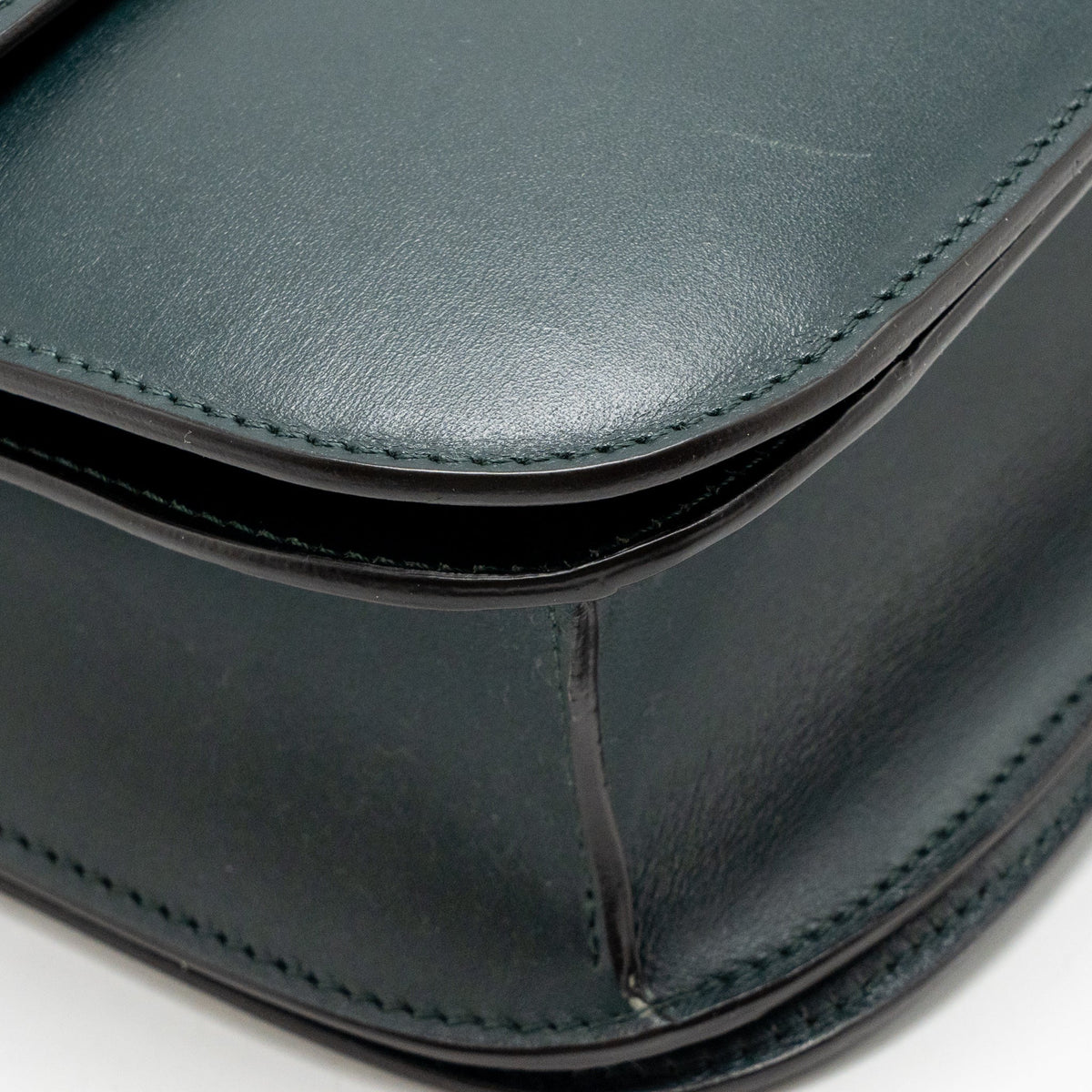 Celine Medium Classic Box Bag Calfskin Dark Green GHW