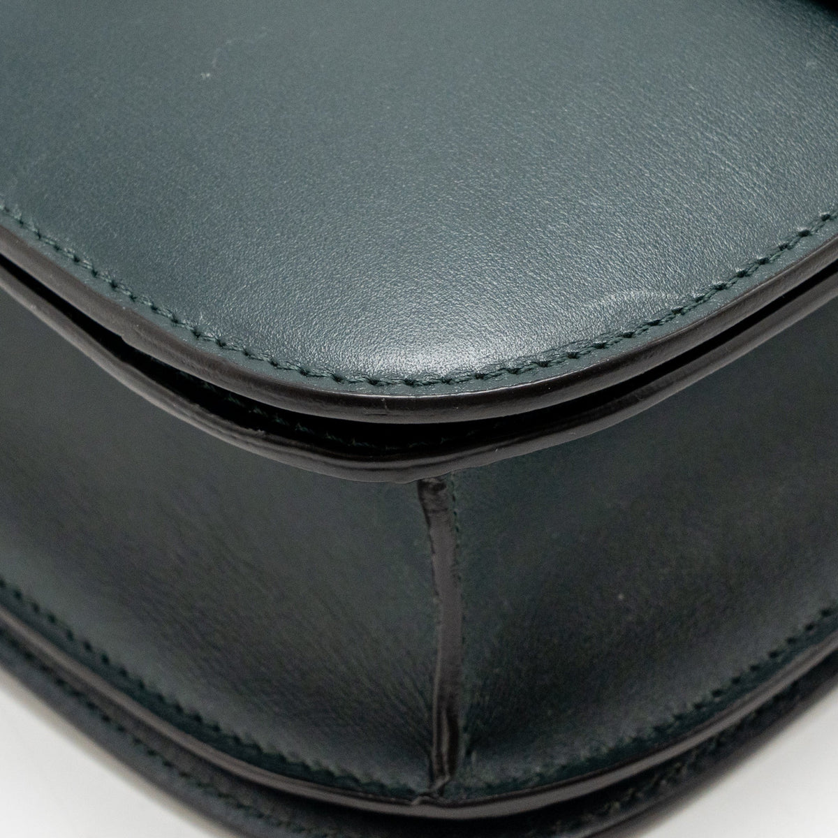 Celine Medium Classic Box Bag Calfskin Dark Green GHW