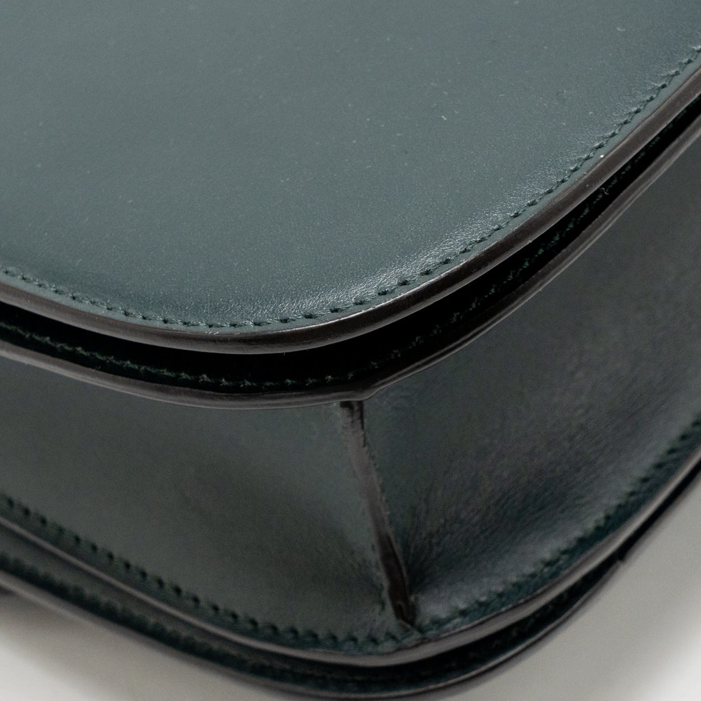 Celine Medium Classic Box Bag Calfskin Dark Green GHW