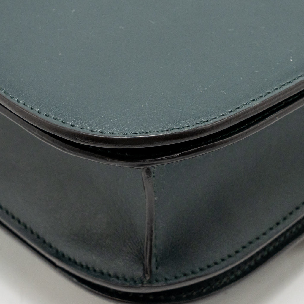 Celine Medium Classic Box Bag Calfskin Dark Green GHW