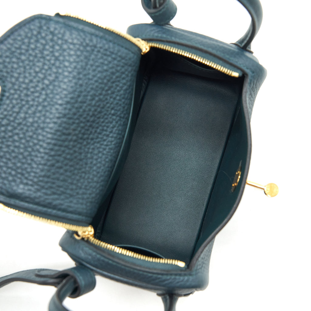 Hermes Mini Lindy Clemence 6O Vert Cypres GHW