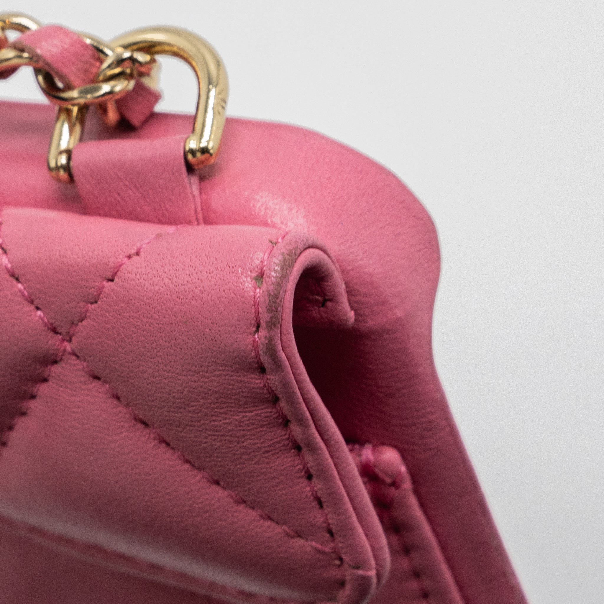 CHANEL 21P PEARL CRUSH PHONE CASE WITH CHAIN FOR IPHONE 12 LAMBSKIN PINK LGHW