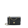 CHANEL 22C CAVIAR SMALL CLASSIC DOUBLE FLAP BAG BLACK GHW