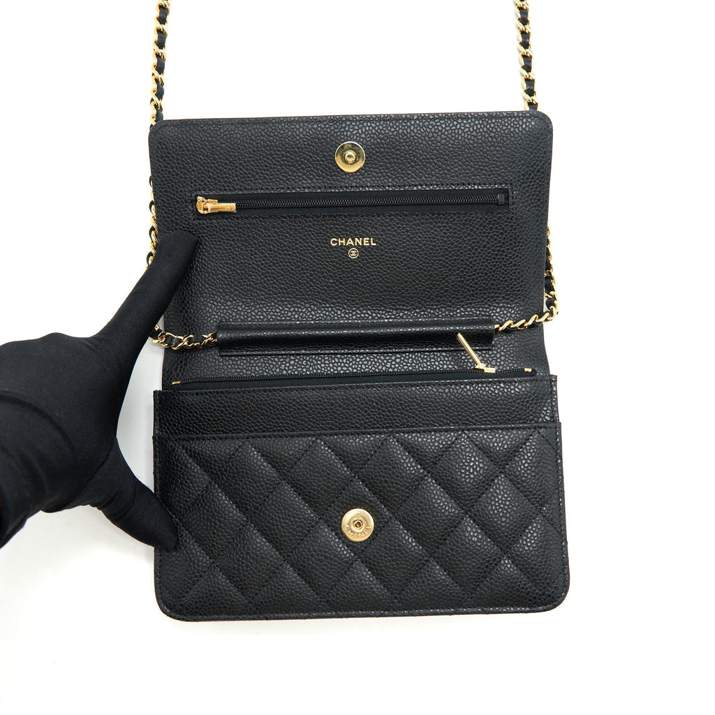 CHANEL CLASSIC WALLET ON CHAIN CAVIAR BLACK GHW