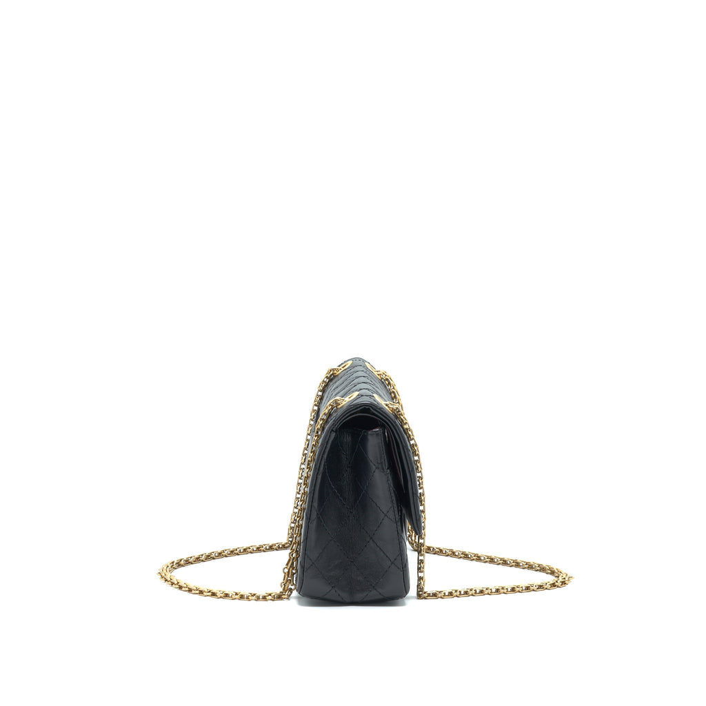 CHANEL SMALL REISSUE 2.55 FLAP BAG BLACK BRUSHED GHW