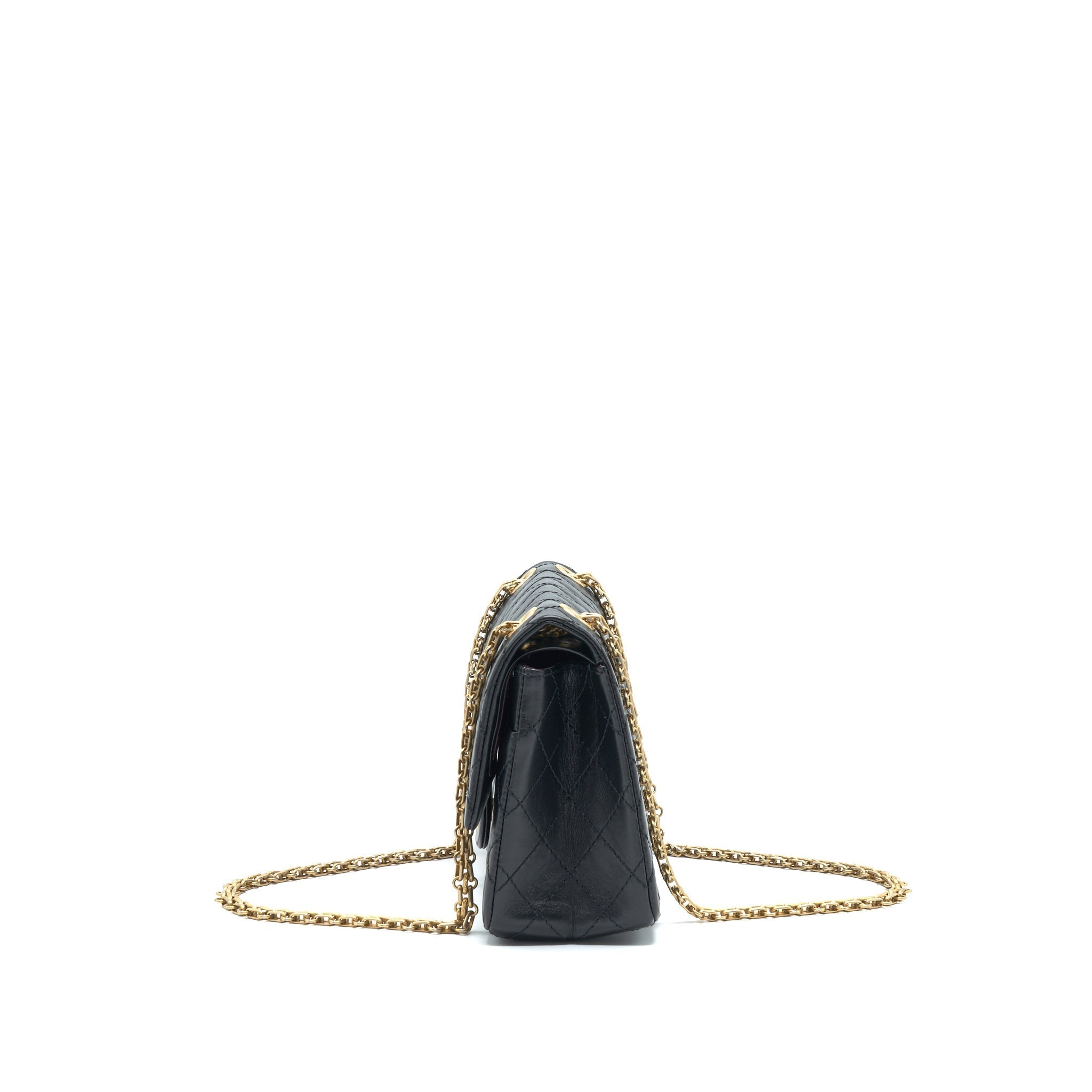 CHANEL SMALL REISSUE 2.55 FLAP BAG BLACK BRUSHED GHW