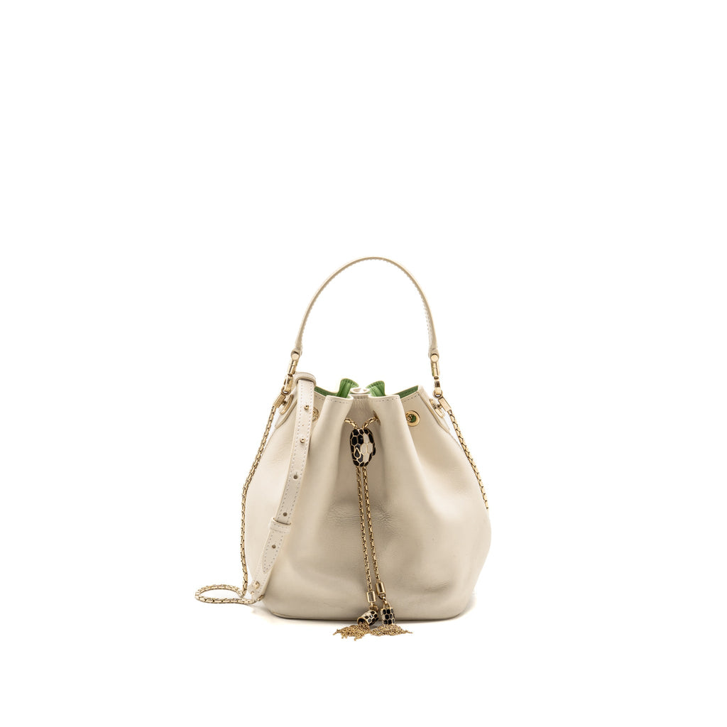 Bvlgari Serpenti Forever Bucket Bag Calfskin White/Green LGHW