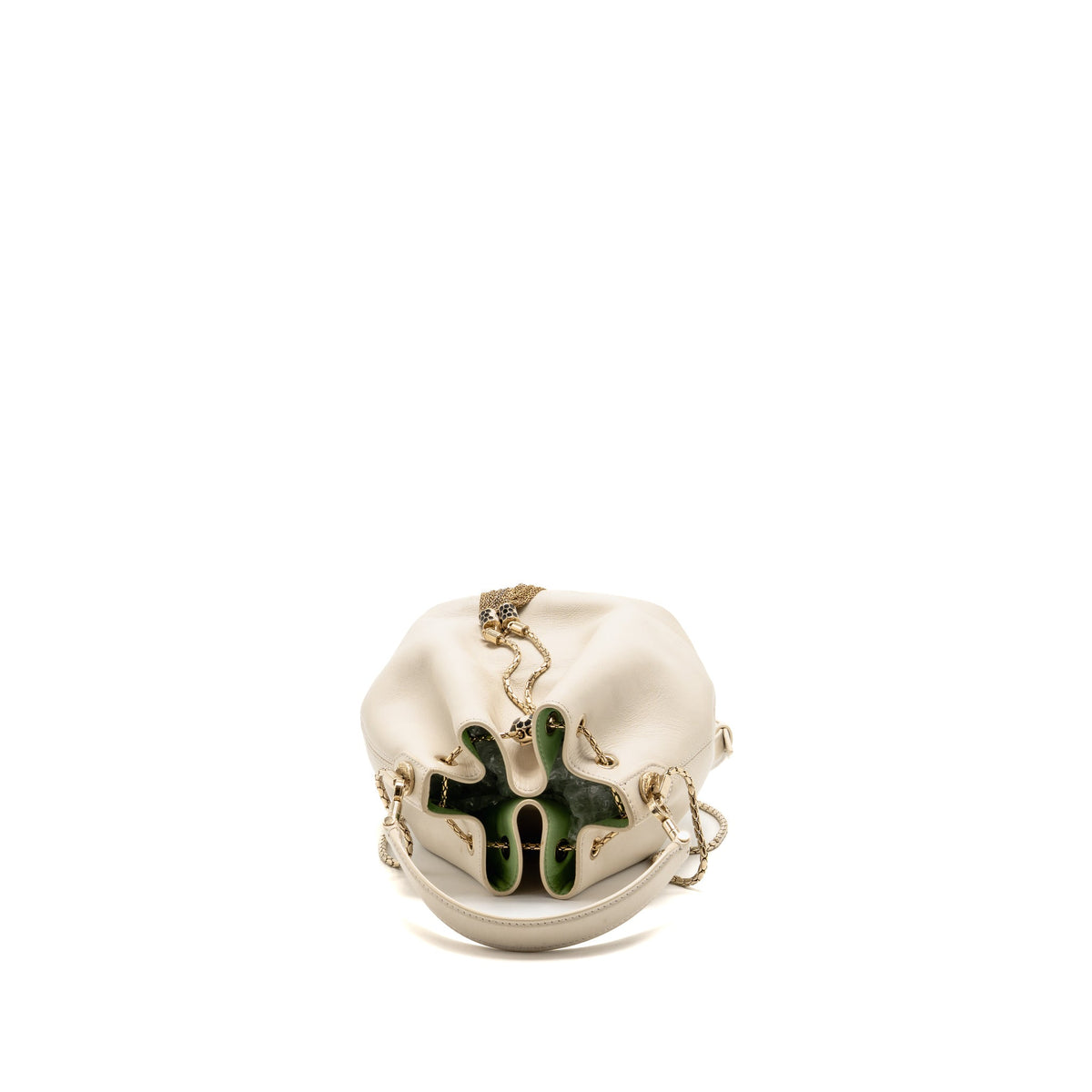 Bvlgari Serpenti Forever Bucket Bag Calfskin White/Green LGHW