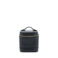 CHANEL VINTAGE VERTICAL CC LOGO COSMETIC VANITY CAVIAR BLACK GHW