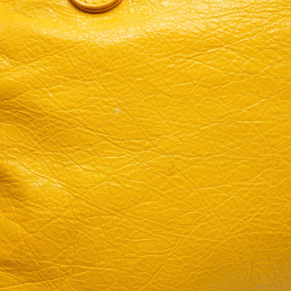 BALENCIAGA CLASSIC CITY BAG YELLOW RUTHENIUM HARDWARE