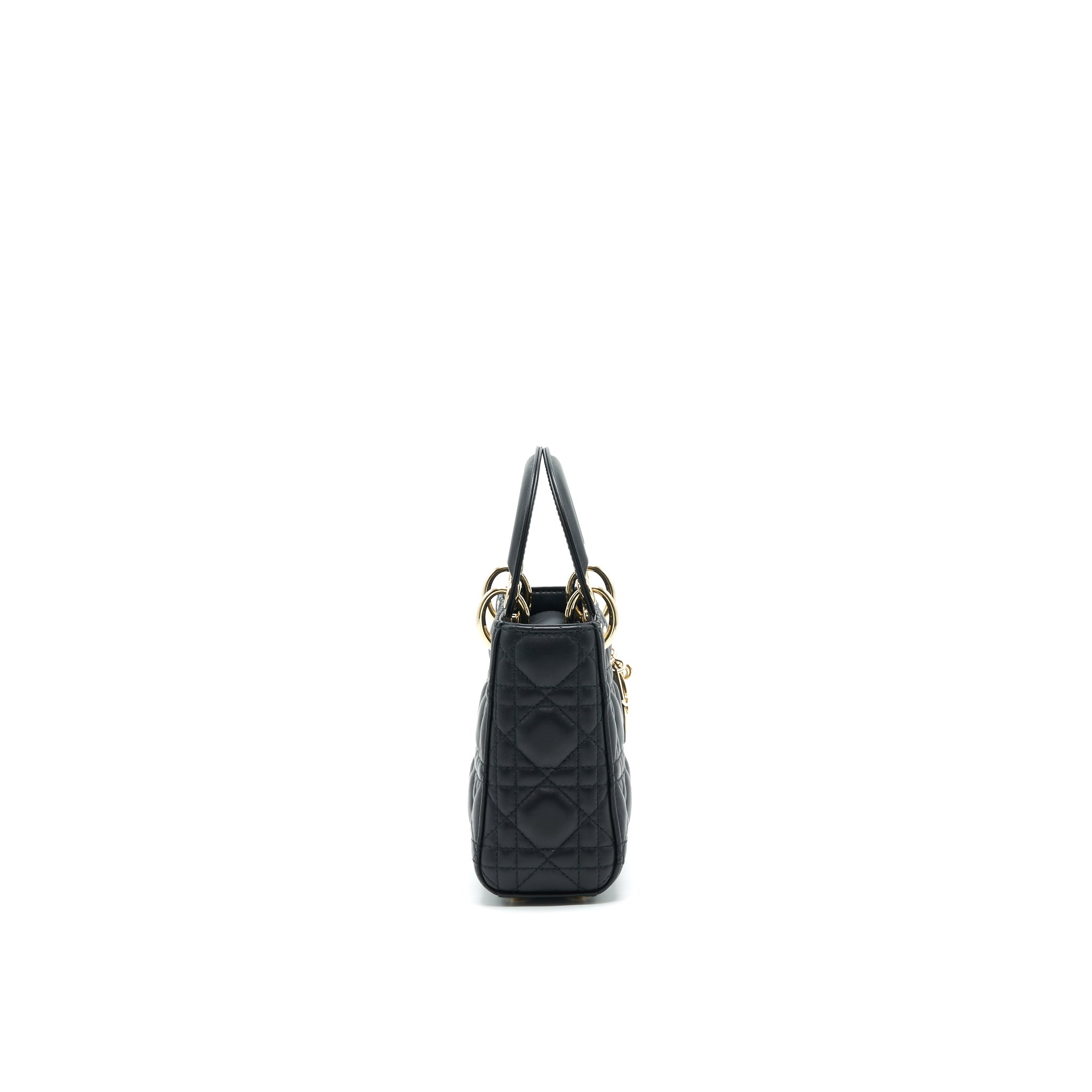 DIOR MINI LADY DIOR TOTE BAG LAMBSKIN BLACK LGHW