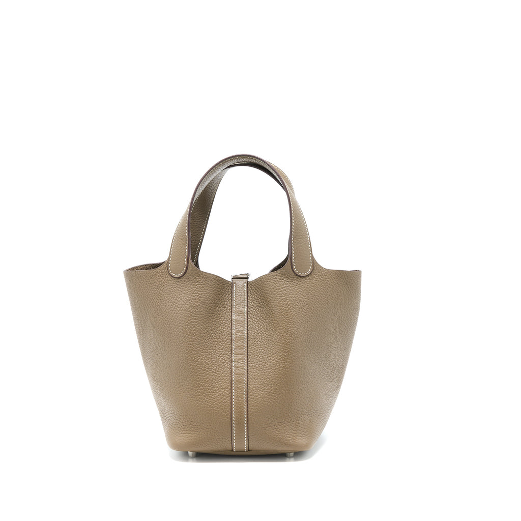 Hermes Picotin 18 Lock Bag Clemence Etoupe SHW