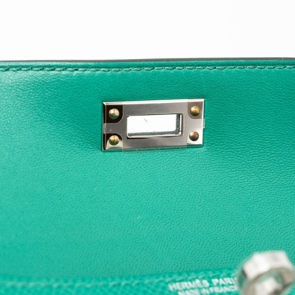 Hermes Mini Kelly Epsom Wooly Strap Vert Jade/ Blue Paradis-Saphir SHW