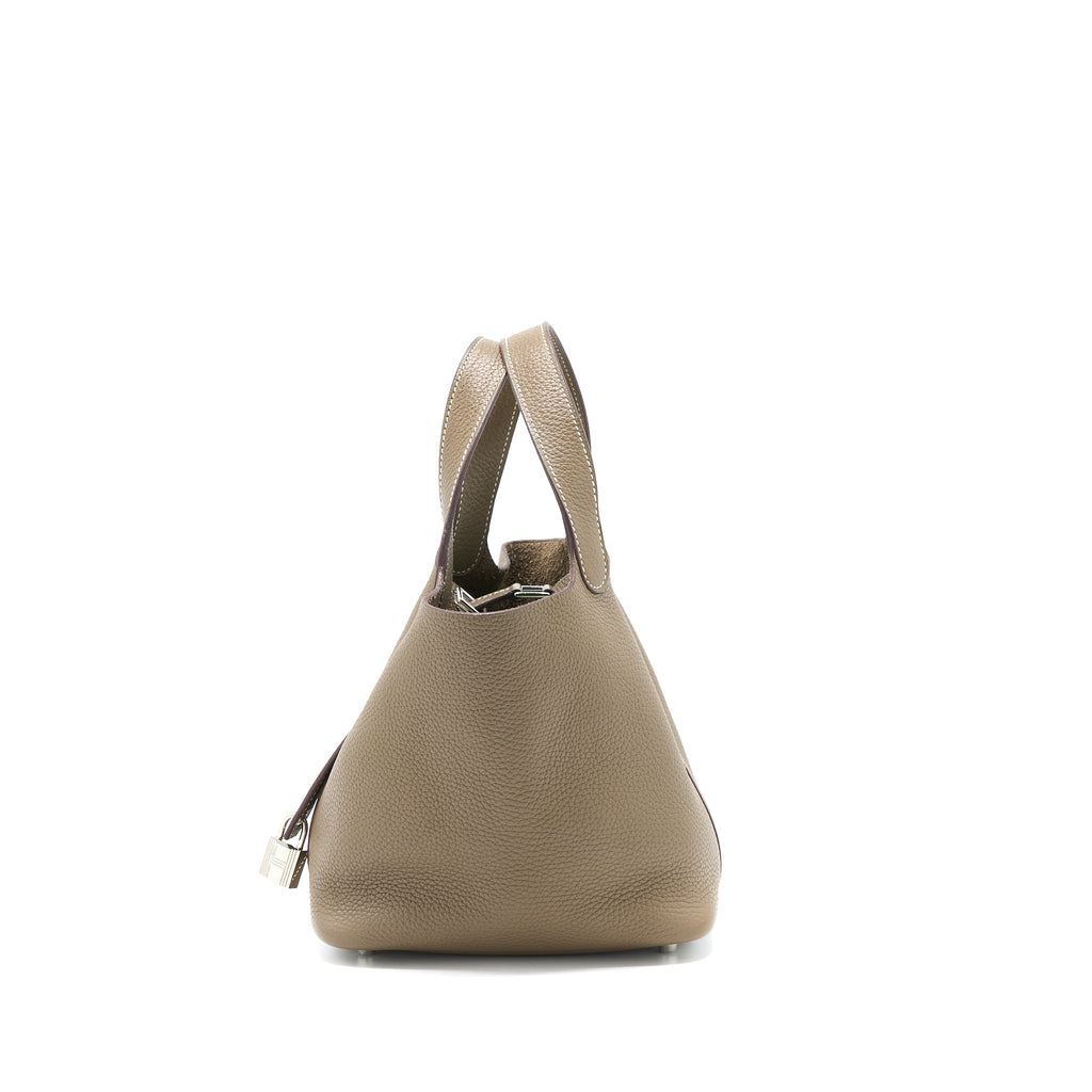 Hermes Picotin 18 Lock Bag Clemence Etoupe SHW