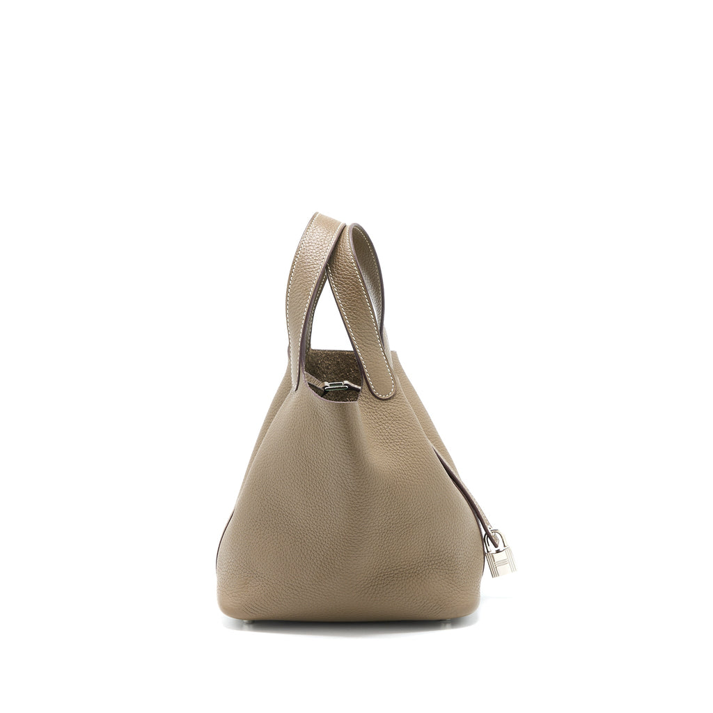 Hermes Picotin 18 Lock Bag Clemence Etoupe SHW