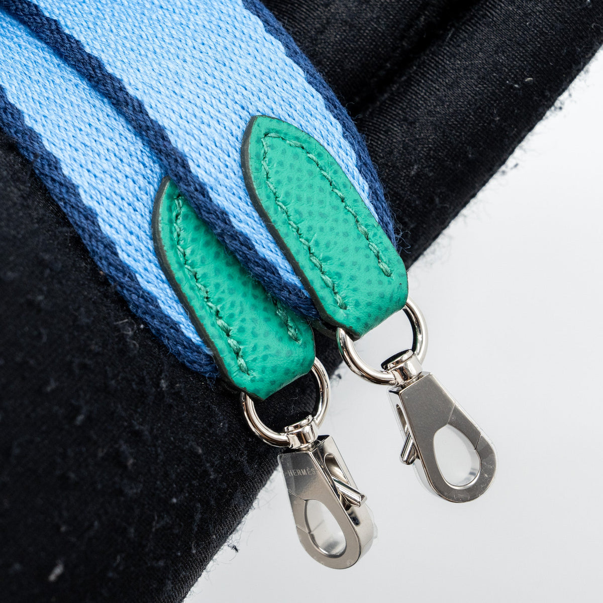 Hermes Mini Kelly Epsom Wooly Strap Vert Jade/ Blue Paradis-Saphir SHW