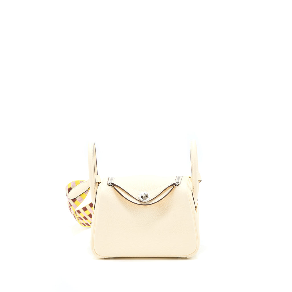 Hermes Mini Lindy Clemence Nata Multicolour Strap SHW