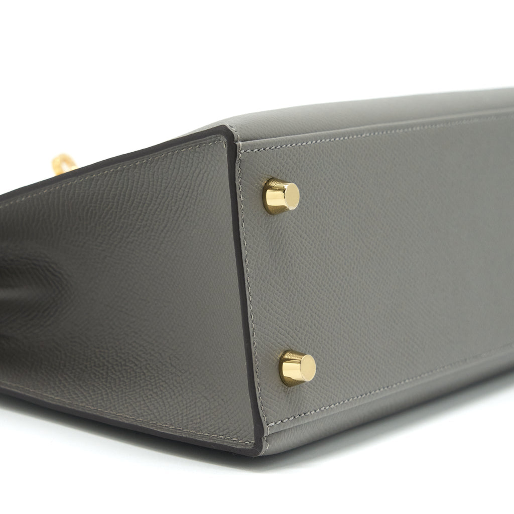 HERMES KELLY 25 SELLIER EPSOM GRIS MEYER GHW STRAMP U