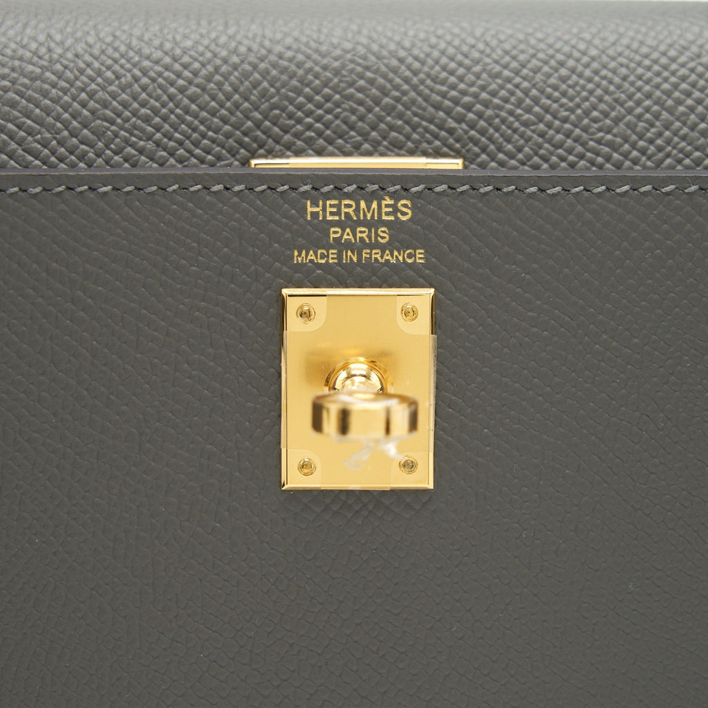 HERMES KELLY 25 SELLIER EPSOM GRIS MEYER GHW STRAMP U