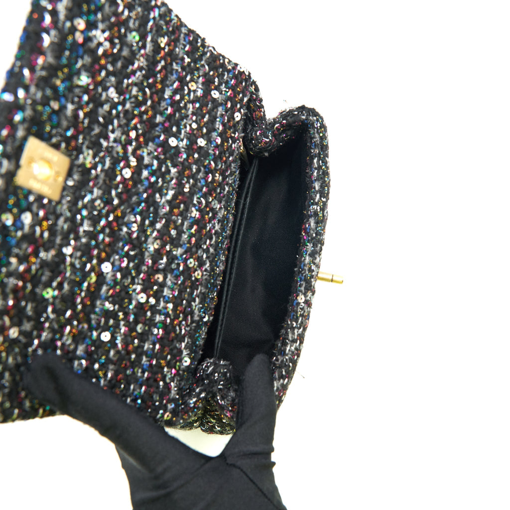CHANEL SMALL TWEED COCO HANDLE 24CM BLACK GHW