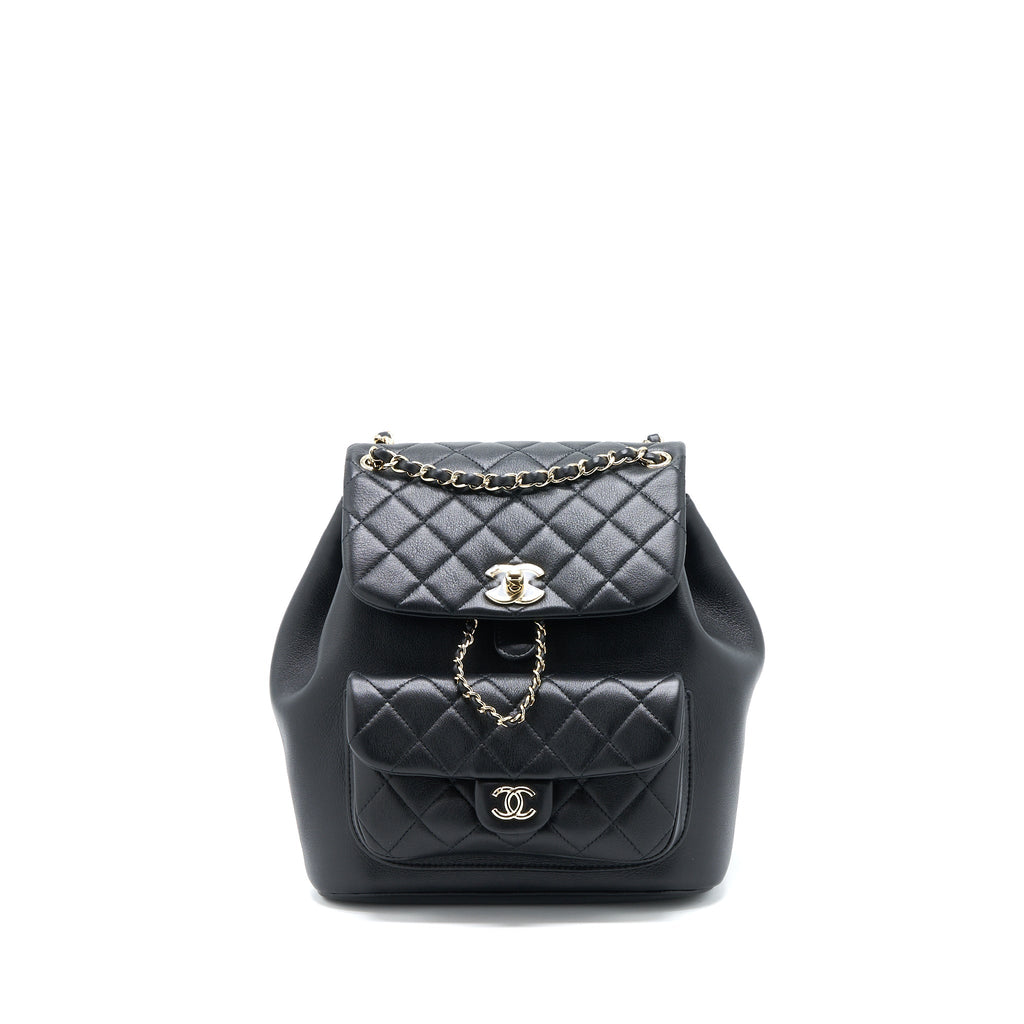 CHANEL 23C LARGE DUMA BACKPACK CALFSKIN BLACK LGHW (MICROCHIP)