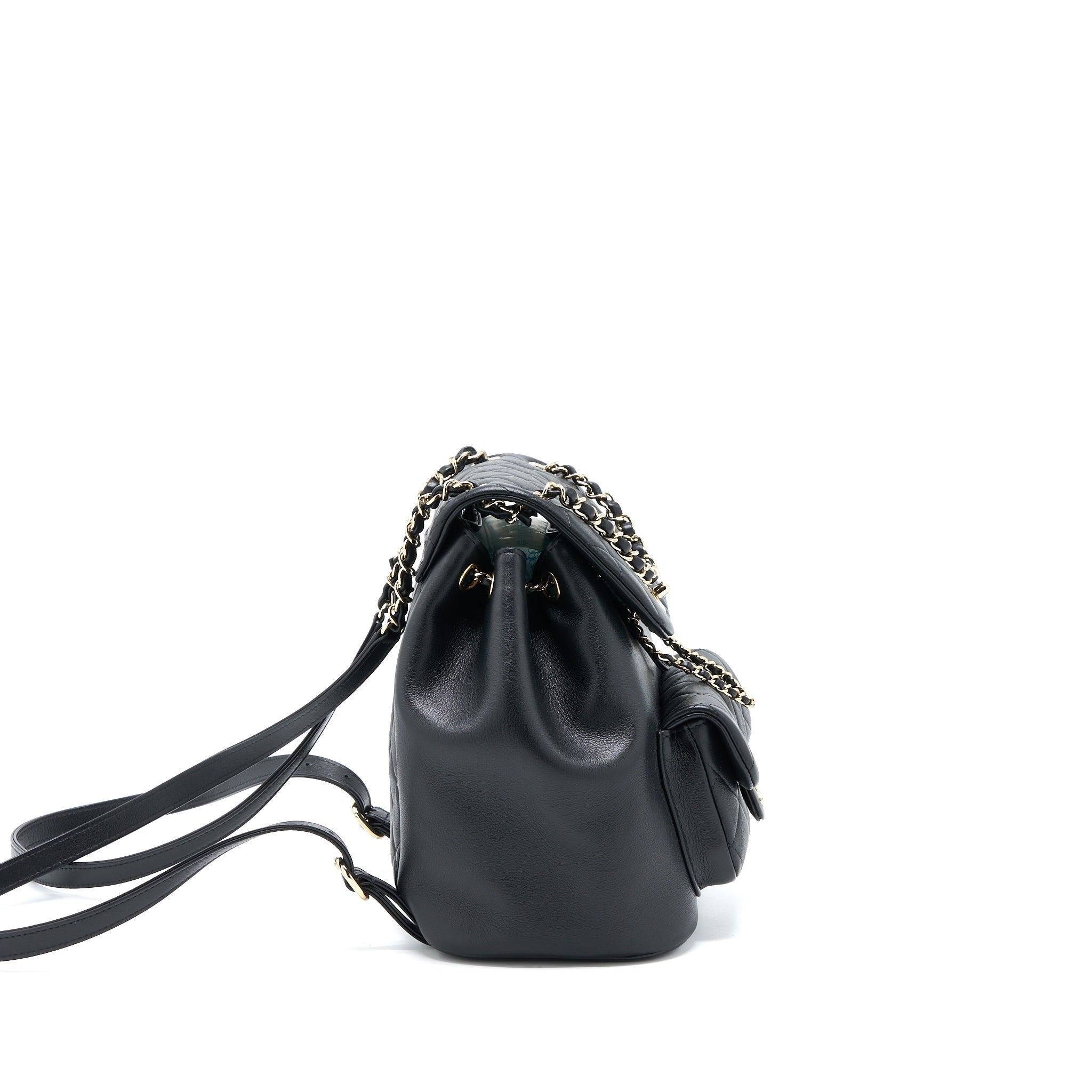 CHANEL 23C LARGE DUMA BACKPACK CALFSKIN BLACK LGHW (MICROCHIP)