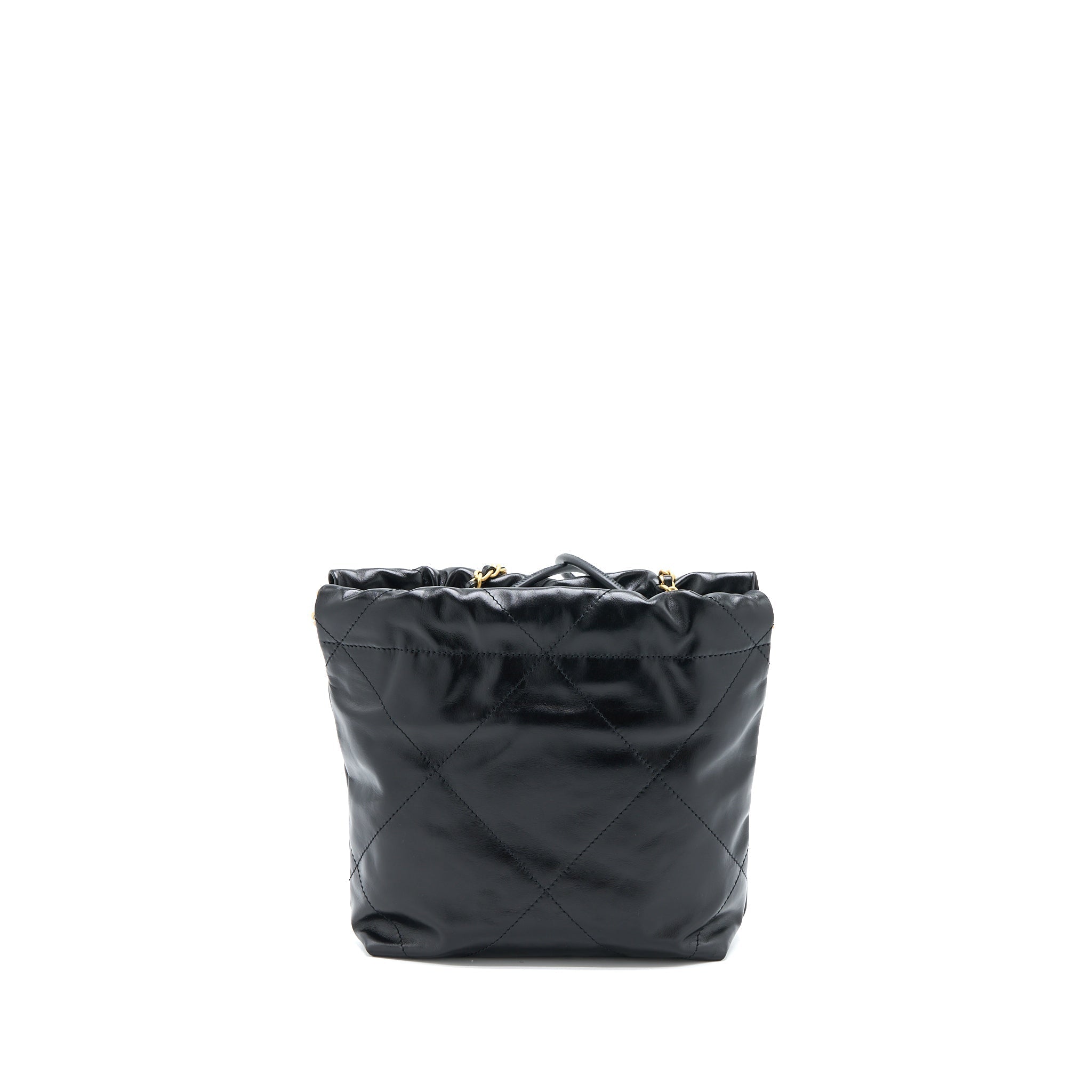 CHANEL 23S MINI 22 BAG AGED CALFSKIN BLACK BRUSHED GHW (MICROCHIP)