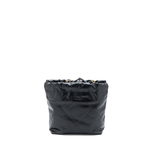 CHANEL 23S MINI 22 BAG AGED CALFSKIN BLACK BRUSHED GHW (MICROCHIP)