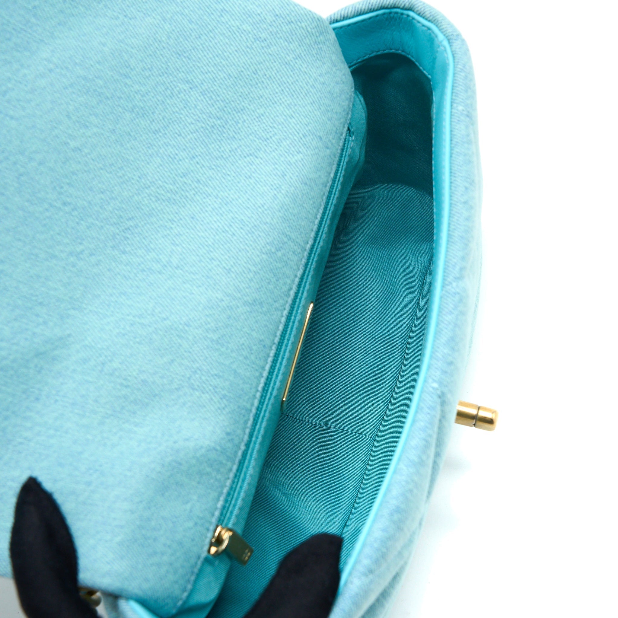 CHANEL SMALL 19 BAG DENIM LIGHT BLUE MULTICOLOUR HARDWARE
