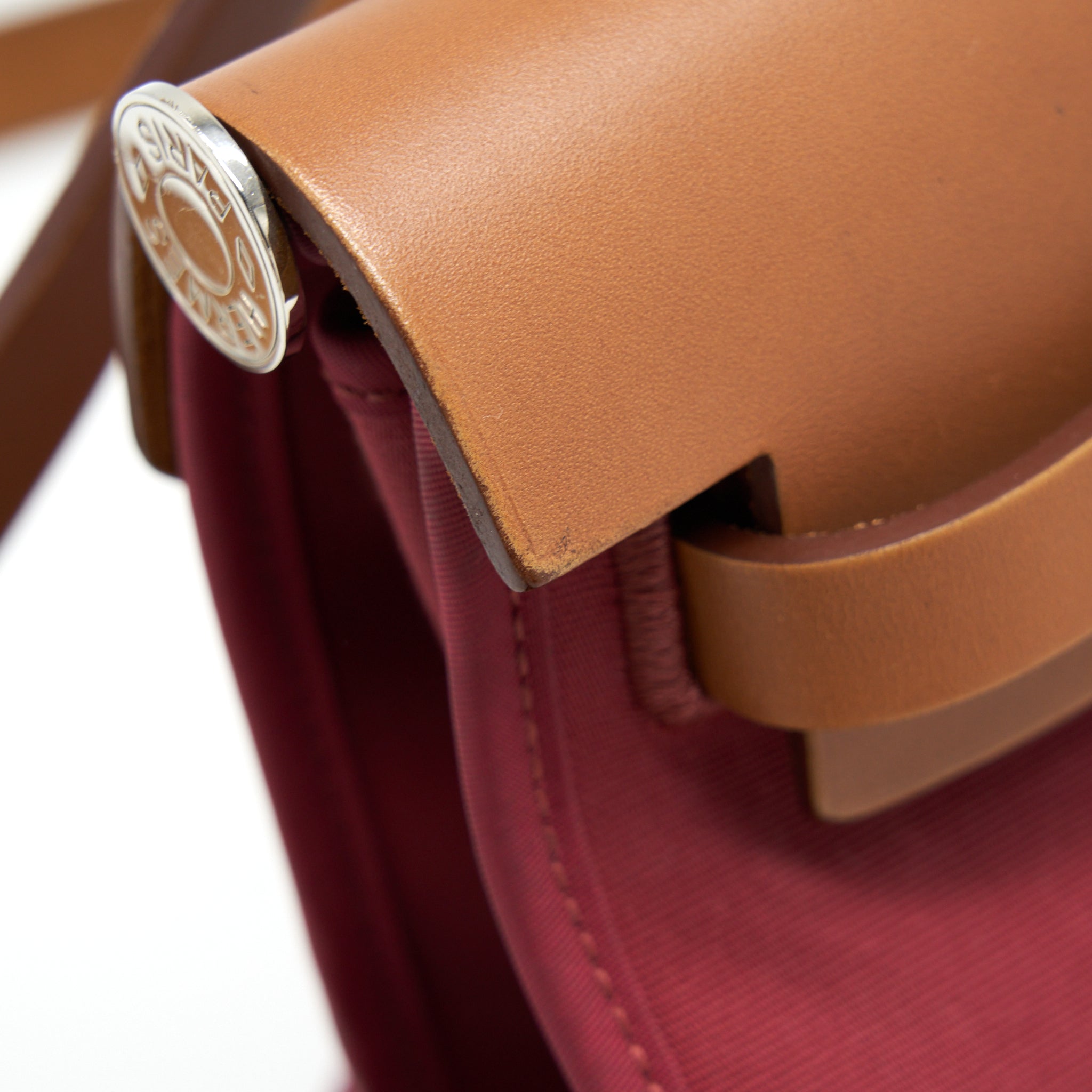 HERMES HERBAG ZIP 31 TOILE RUBIS/FAUVE SHW