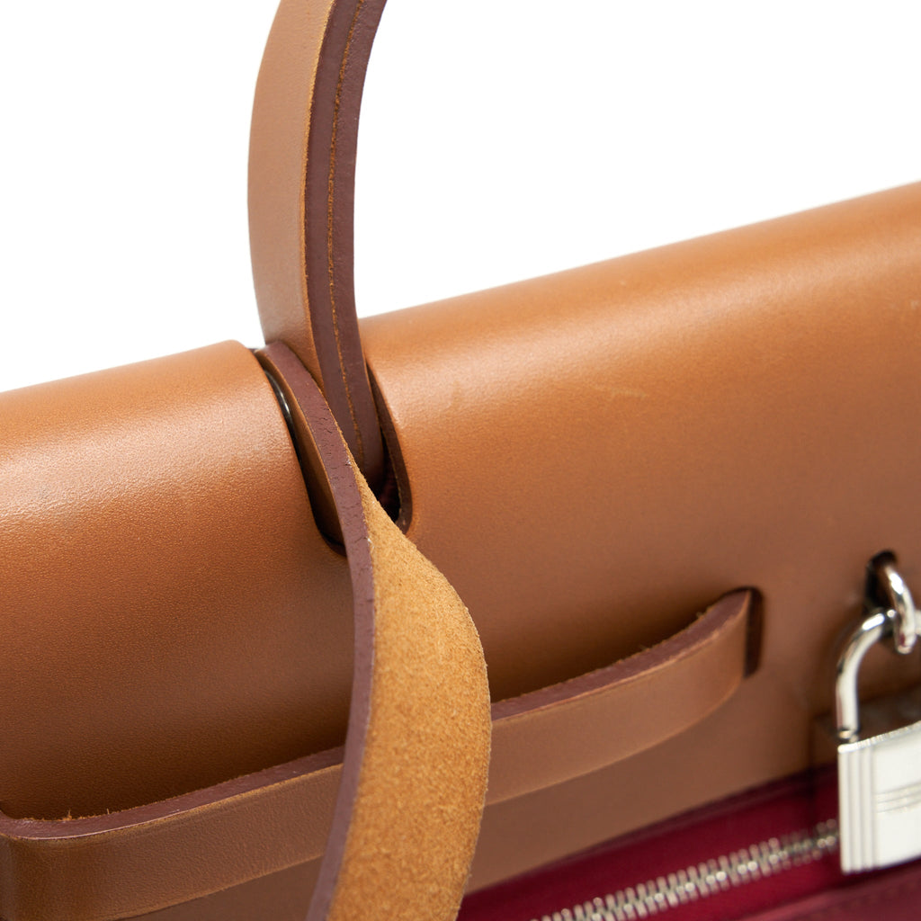 HERMES HERBAG ZIP 31 TOILE RUBIS/FAUVE SHW