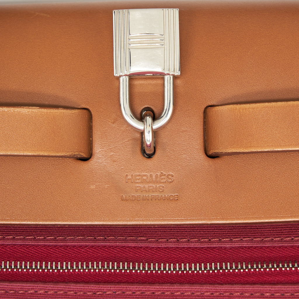 HERMES HERBAG ZIP 31 TOILE RUBIS/FAUVE SHW