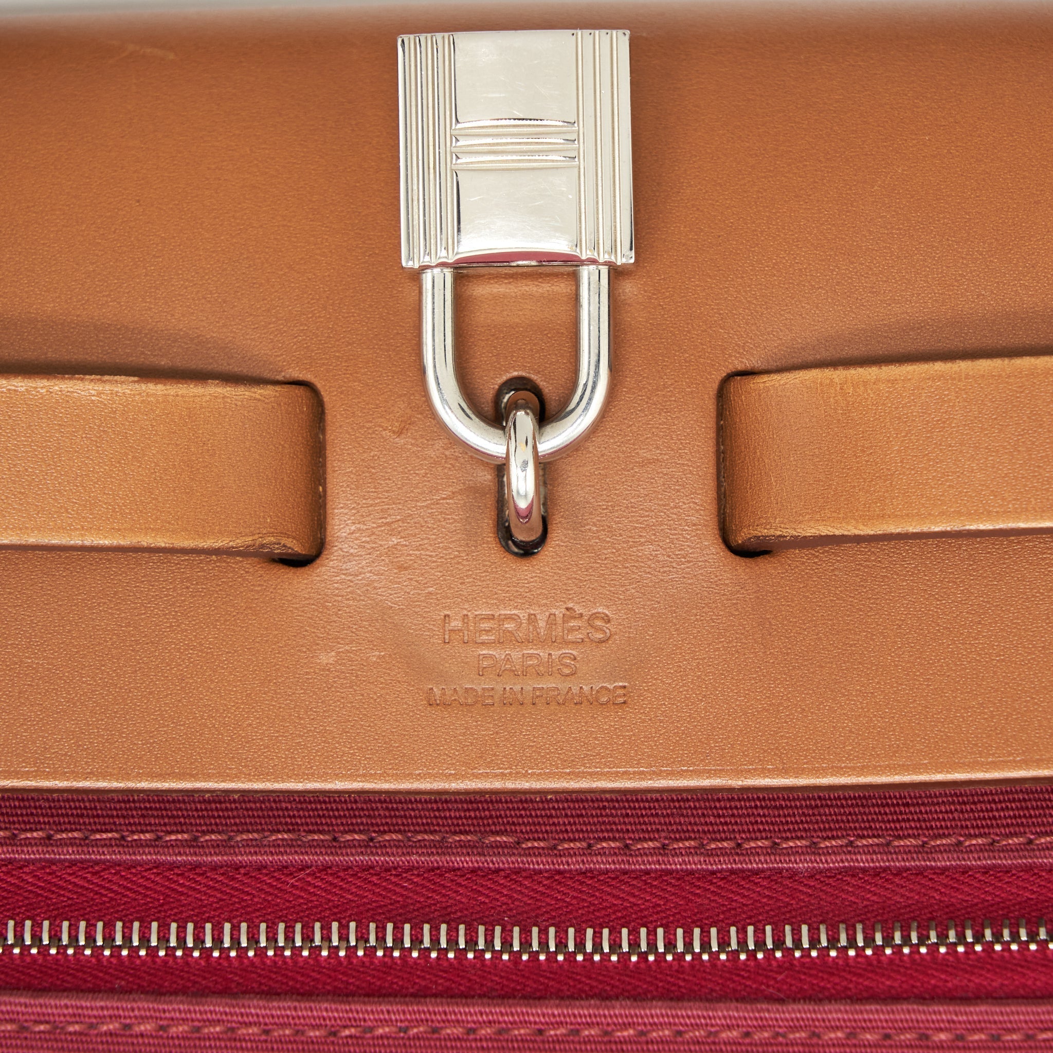 HERMES HERBAG ZIP 31 TOILE RUBIS/FAUVE SHW
