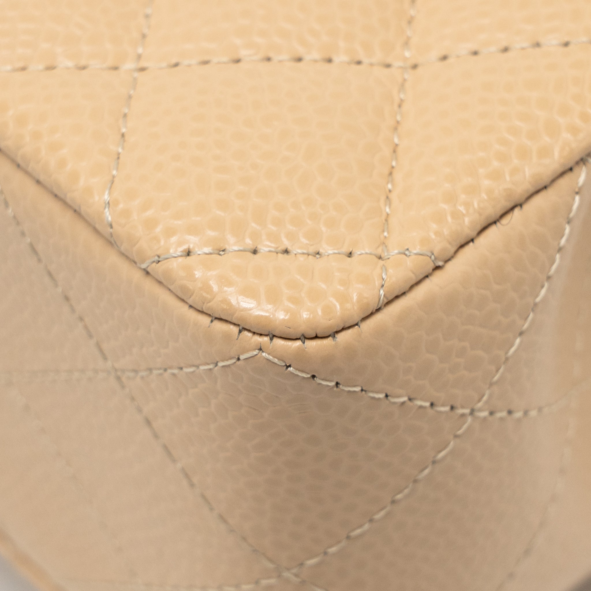 CHANEL SMALL CLASSIC DOUBLE FLAP BAG CAVIAR BEIGE SHW (MICROCHIP)
