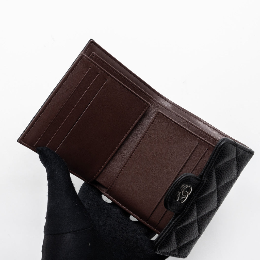 CHANEL CLASSIC COMPACT WALLET CAVIAR BLACK SHW