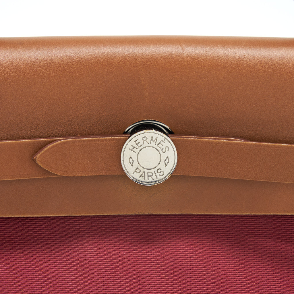 HERMES HERBAG ZIP 31 TOILE RUBIS/FAUVE SHW