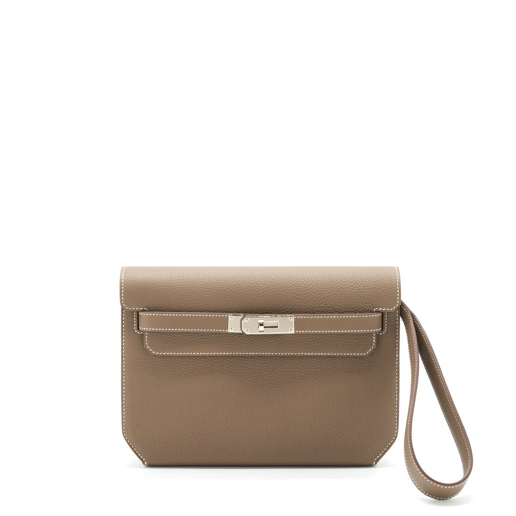 Hermes Pochette Kelly Depeches 25 Togo Etoupe SHW