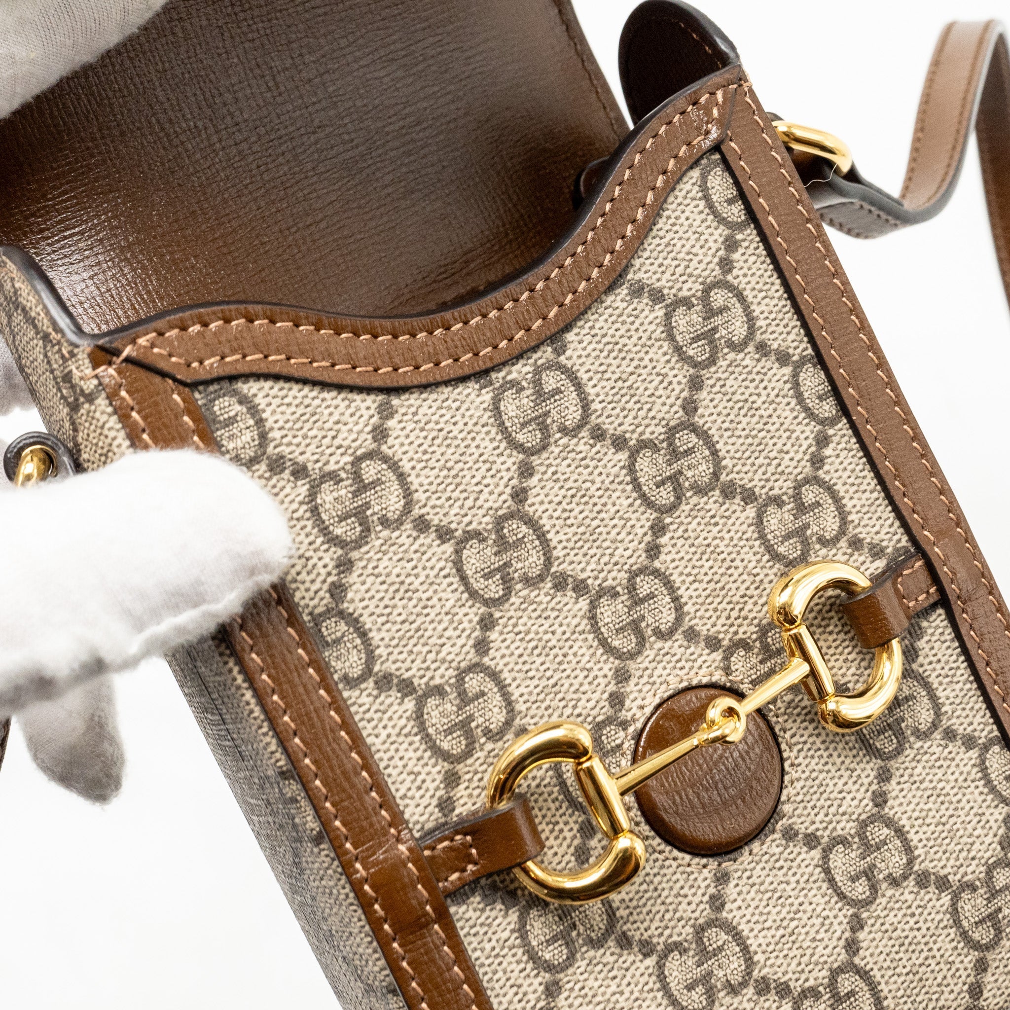 GUCCI HORSEBIT 1955 MINI BAG GG SUPREME CANVAS BROWN/MULTICOLOURED GHW