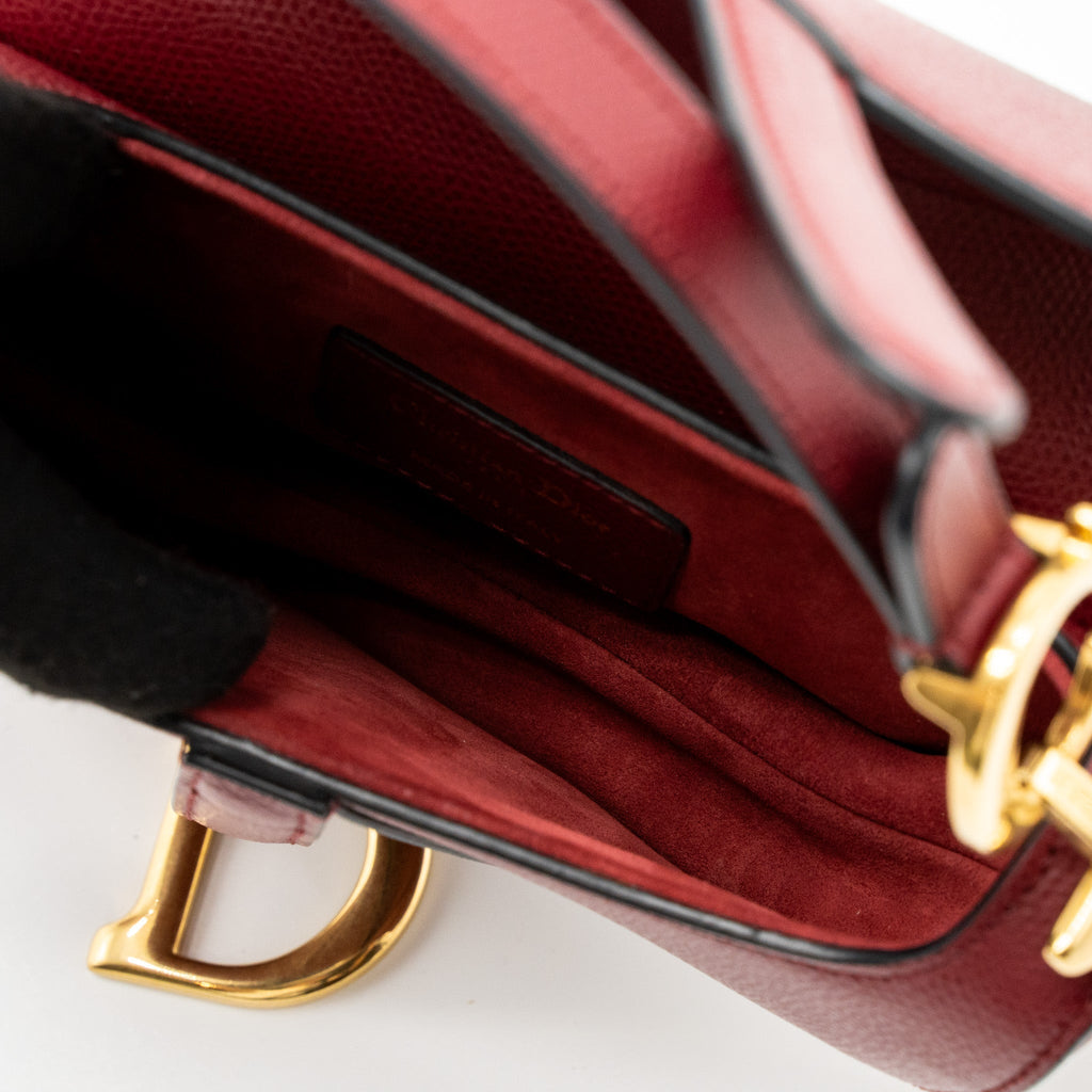 DIOR MINI SADDLE BAG GRAINED CALFSKIN RED GHW