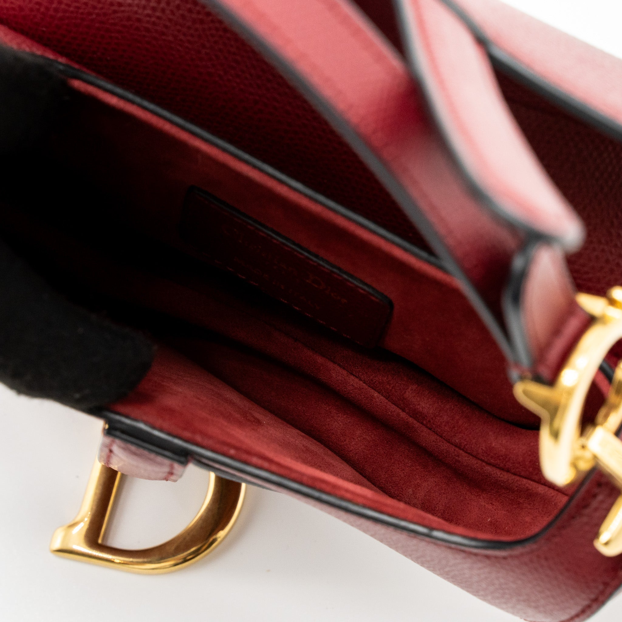 DIOR MINI SADDLE BAG GRAINED CALFSKIN RED GHW