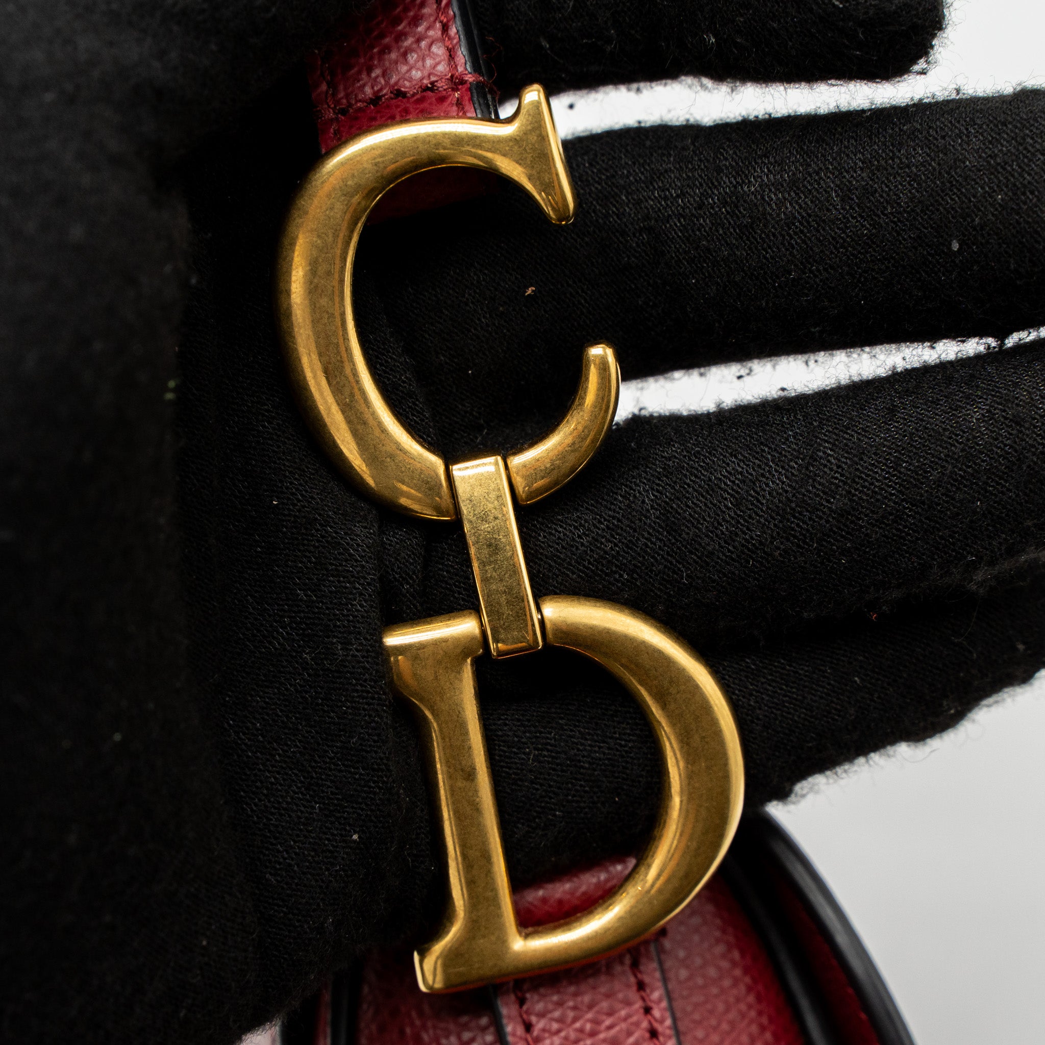 DIOR MINI SADDLE BAG GRAINED CALFSKIN RED GHW