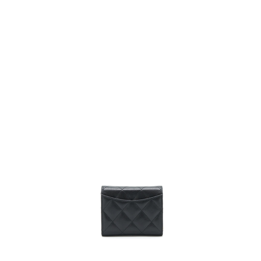 CHANEL 22P CARD HOLDER WITH CHAINS CAVIAR BLACK LGHW